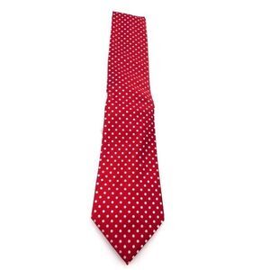 John Ashford Holiday Polka Dot Tie with Snowman Clip, Red, OS